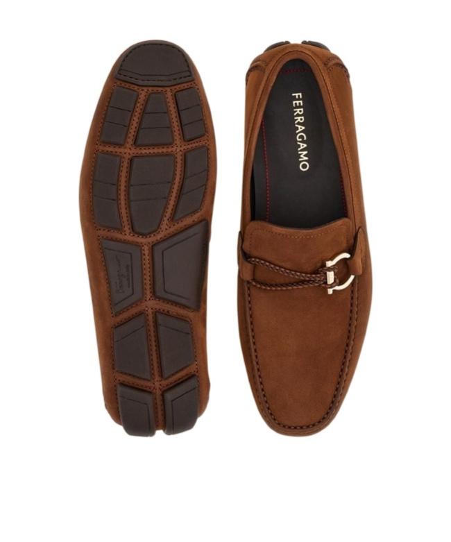 Shop Ferragamo Gancini Decorative Loafers In Brown