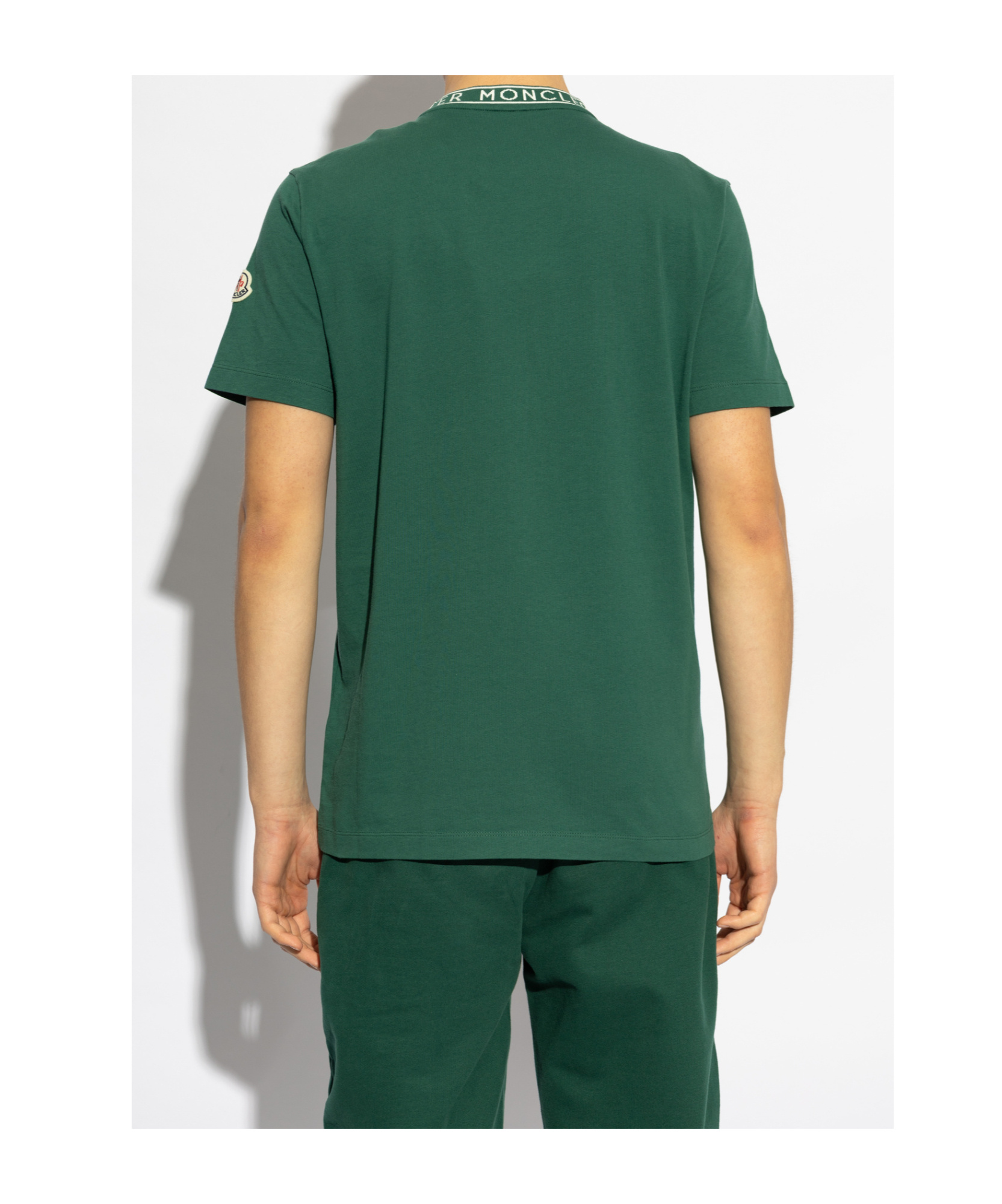 Moncler Cotton Embroidered Logo Graphic Tee In Green