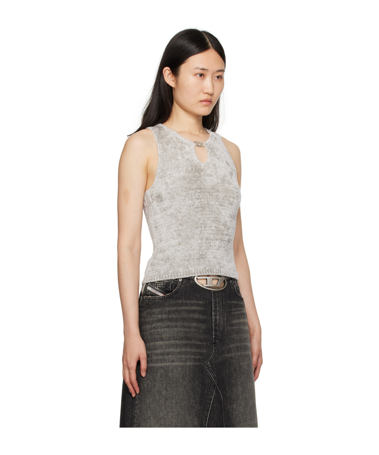 Diesel M-cherry Chenille Tank Top In Gray