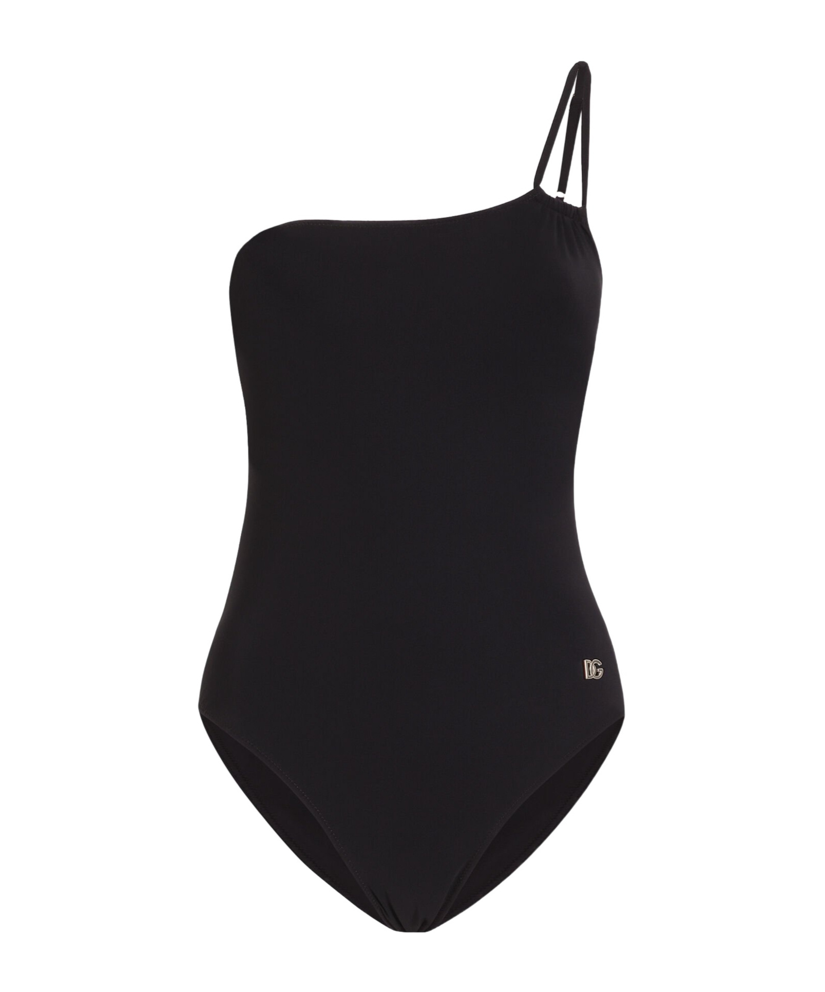 Dolce & Gabbana One-shoulder Swimsuit In Black