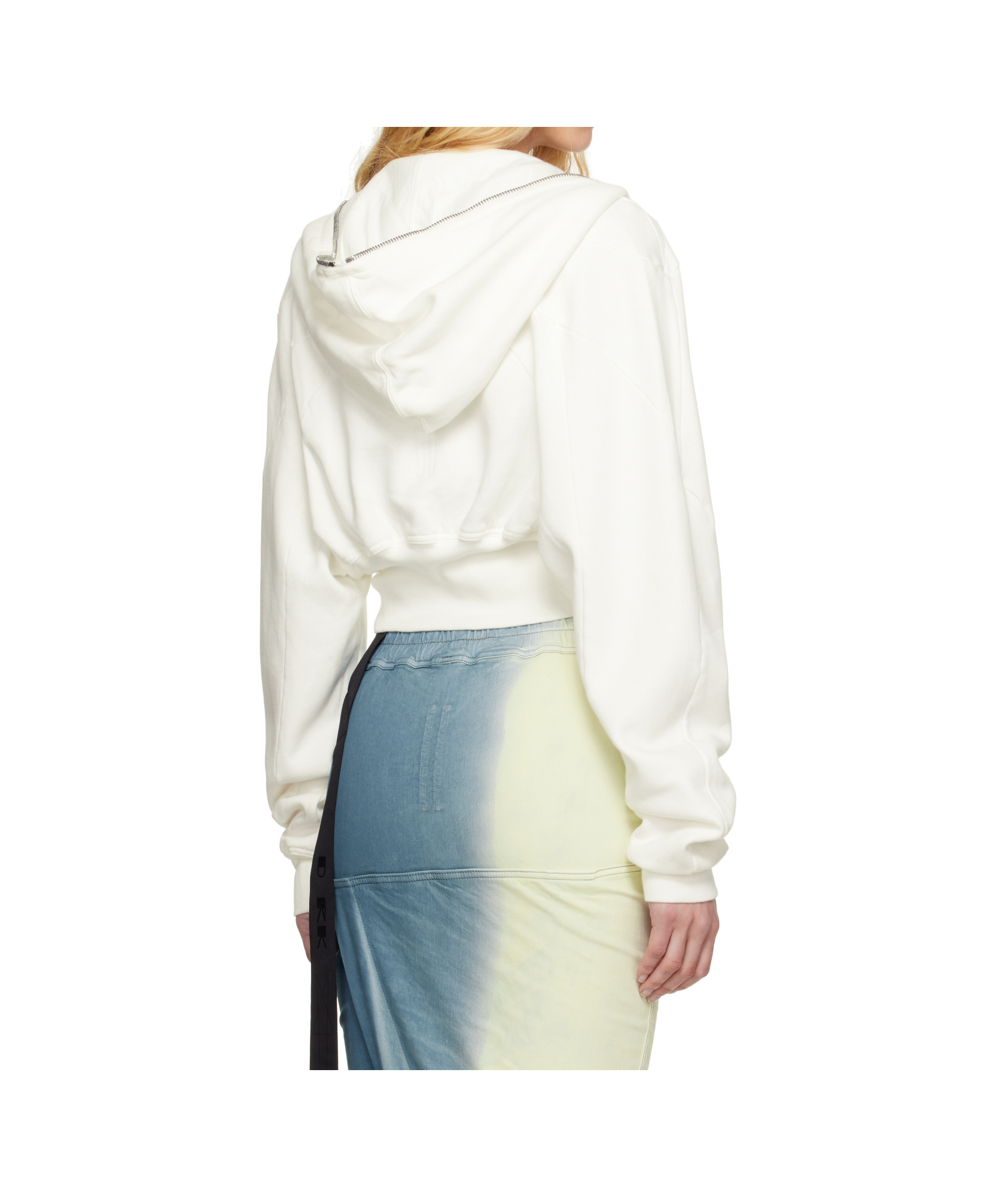 Rick Owens Drkshdw Off-white Hollywood Collage Hoodie In Milk Color