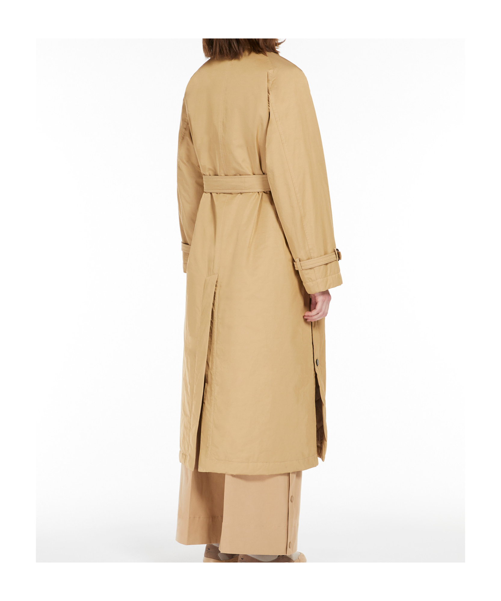 Shop Weekend Max Mara Belted Long-sleeved Coat In Nude