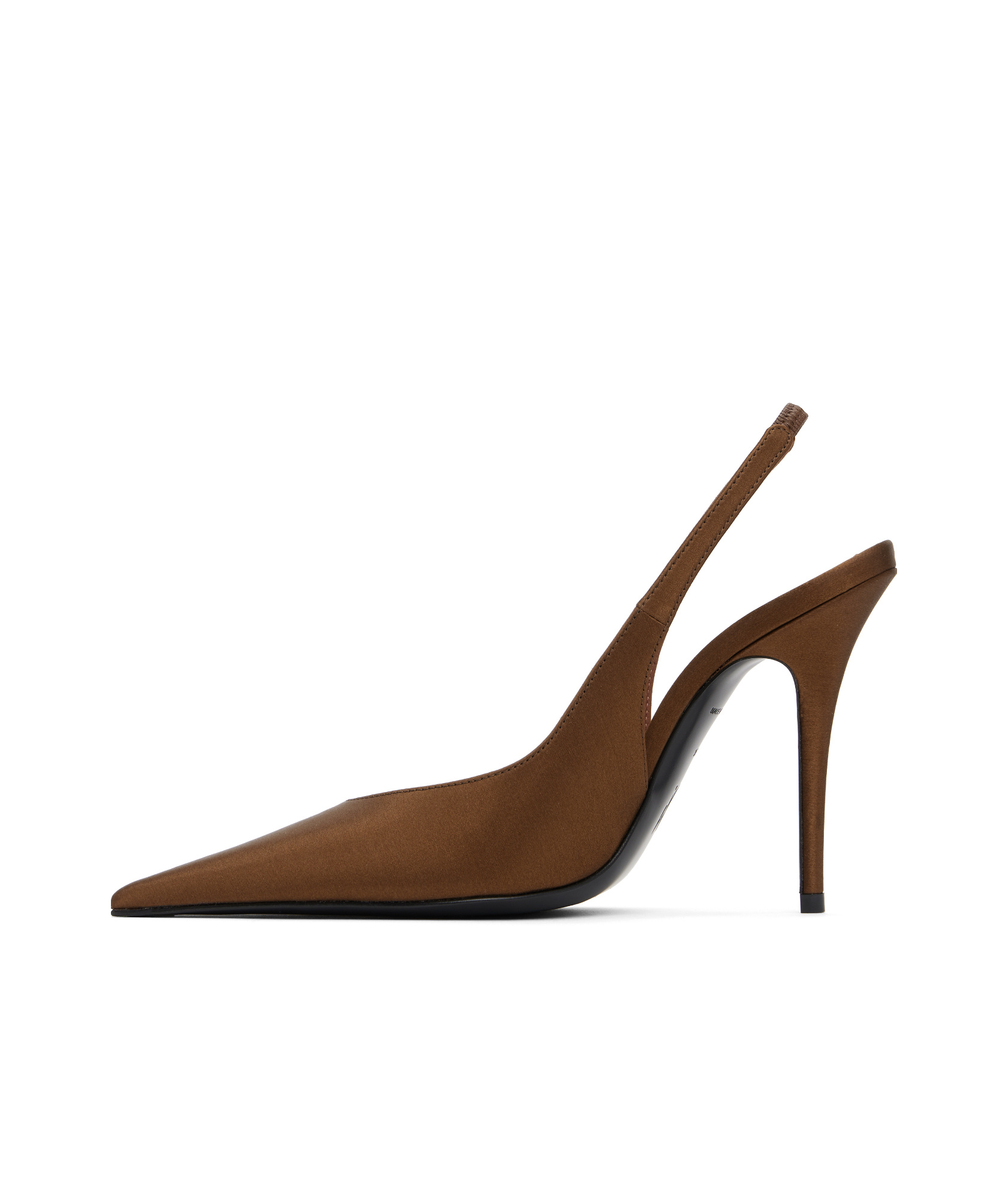 Amina Muaddi Anok 105 Brown Satin Slingback Pumps In Brown