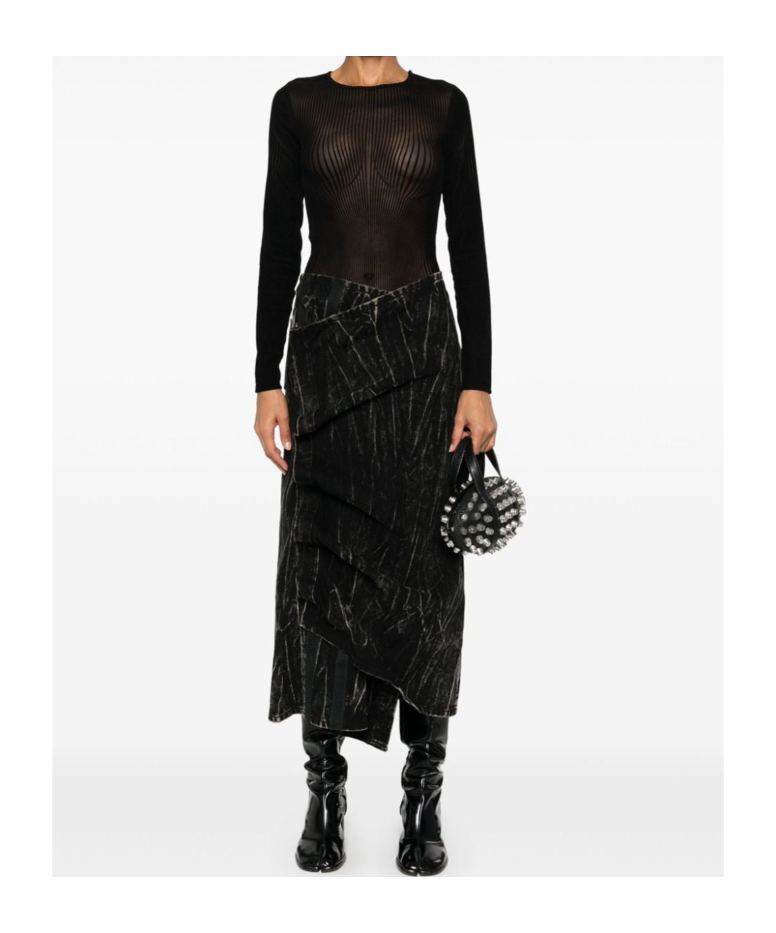 Jean Paul Gaultier Women Morphing Pinstripes Top In Black