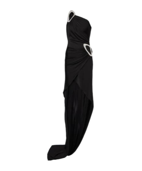 David Koma Embroidered Asymmetric Gown In Black