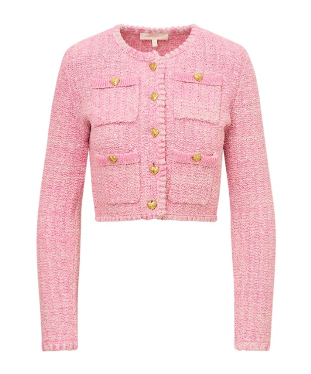Loveshackfancy Delcie Cotton Knit Cardigan In Pink