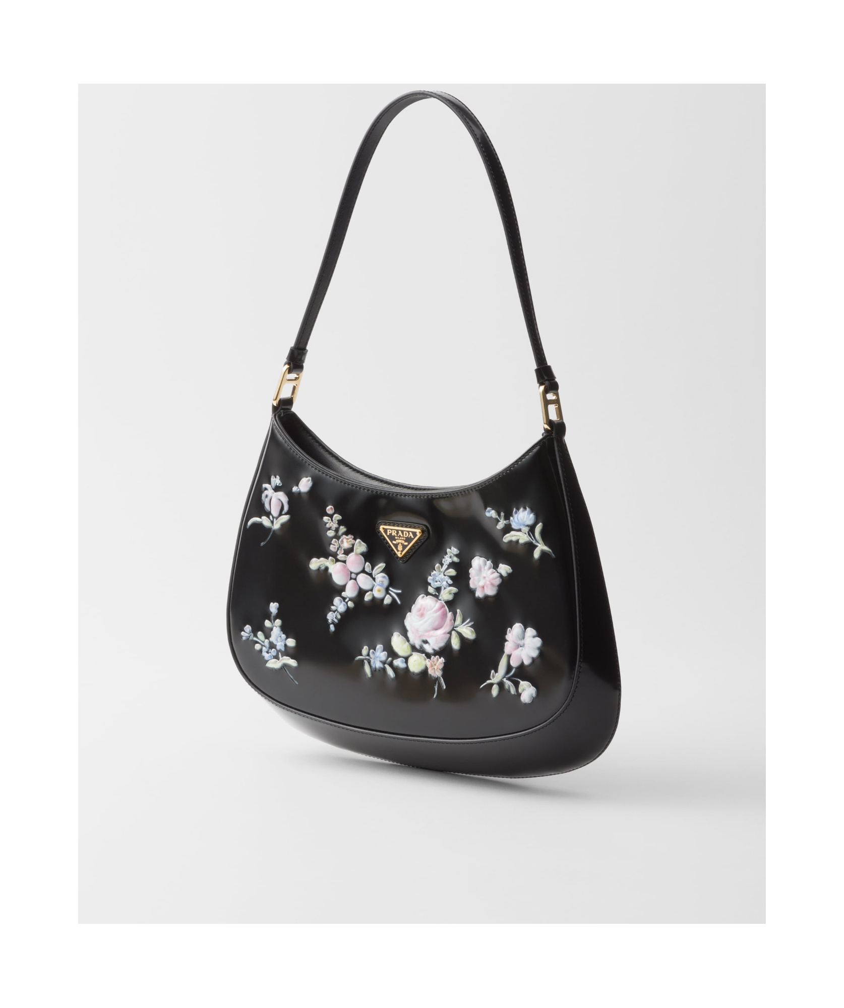 Prada Black Leather Cleo Shoulder Bag In Black