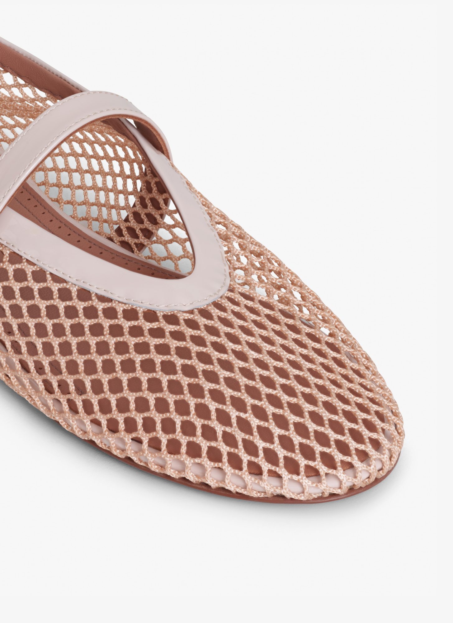 Shop Alaïa Fishnet Ballerina Shoes In Nude
