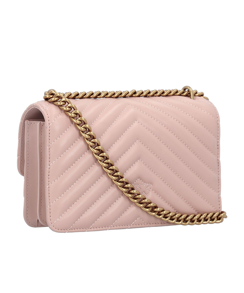 Pinko Love Birds Leather Crossbody Bag In Pink