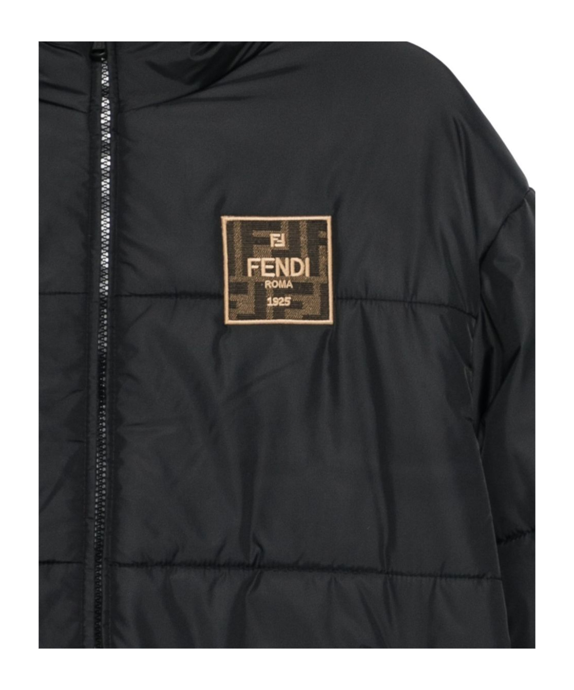 Fendi Logo-patch Hooded Jacket In Black