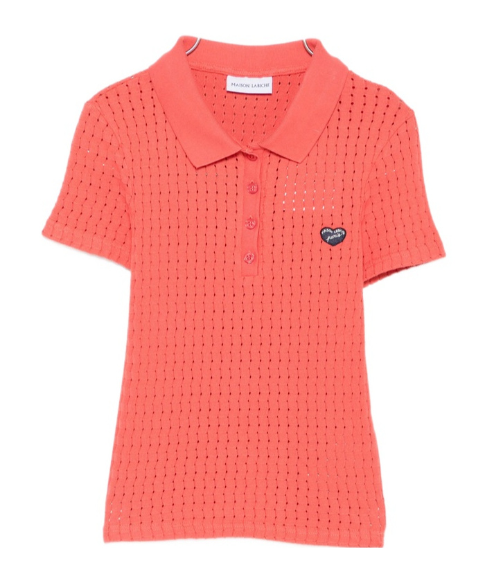 Maison Labiche Heart-appliqué Polo Shirt In Pink