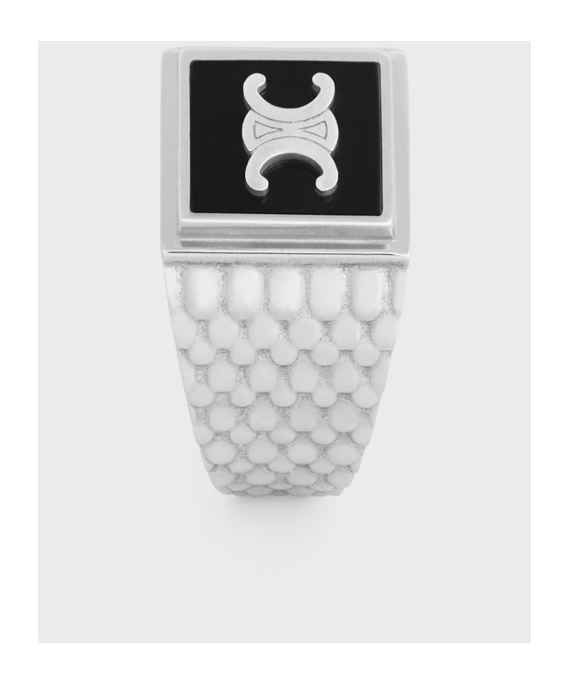 Celine Triomphe Python Seal Ring In White