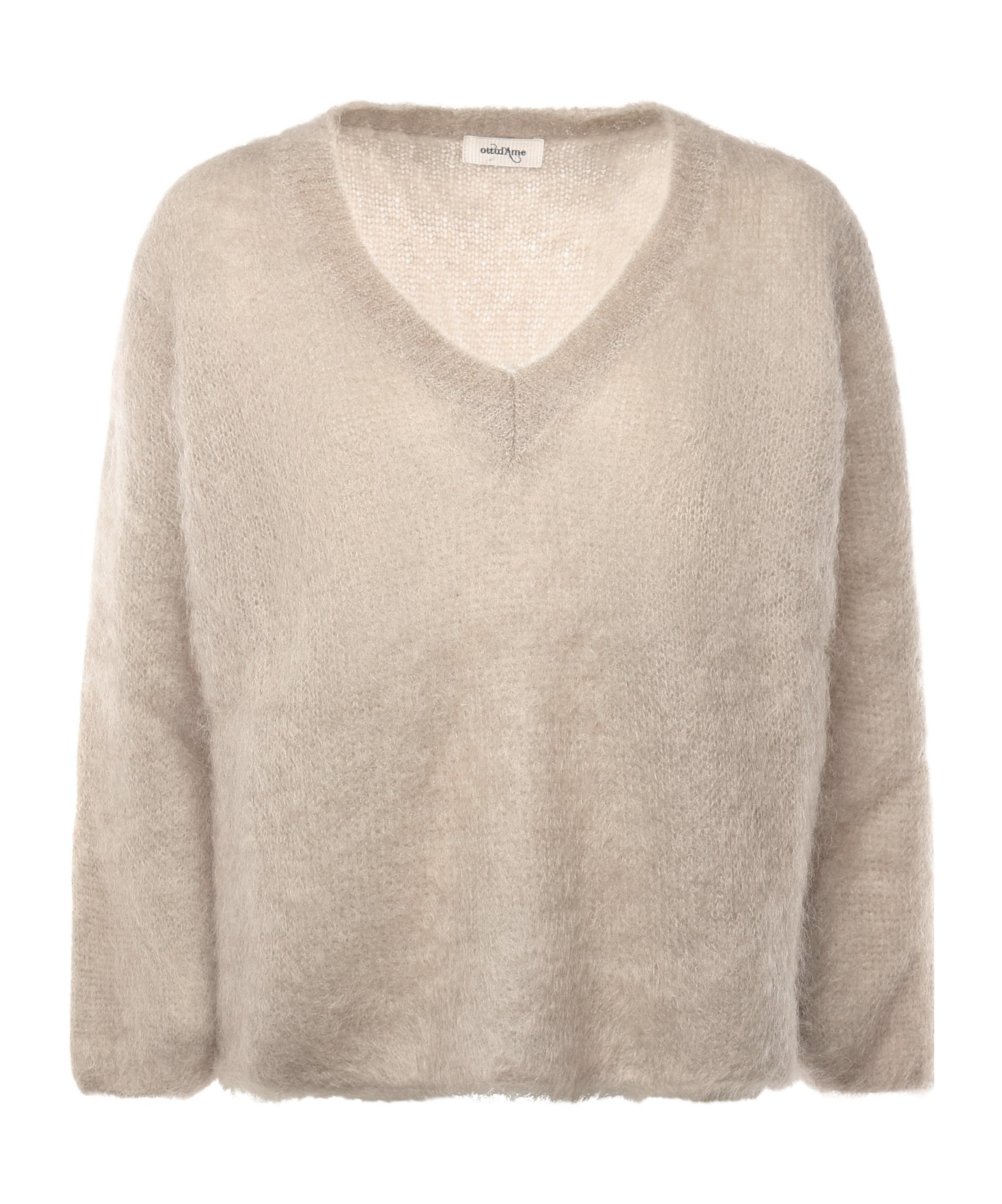 Ottod'ame V-neck Long-sleeved Sweater In Neutral