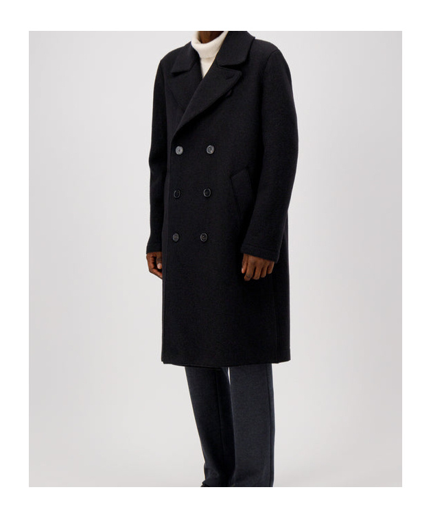 Harris Wharf London Long Peacoat Boiled Wool In Black