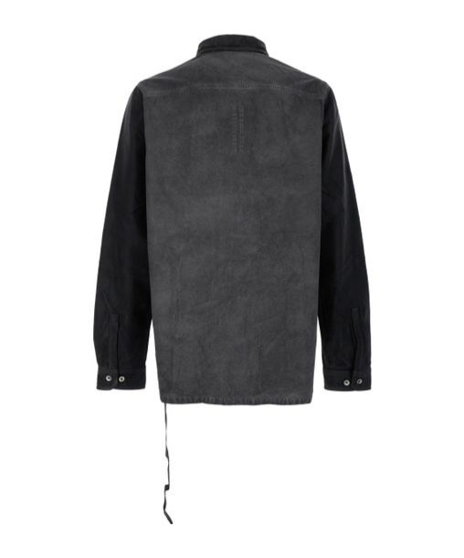 Rick Owens Drkshdw 'splintered' Grey Shirt With Classic Collar And Faded Effect In Black