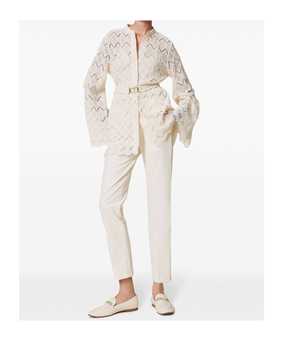 Shop Twinset Straight-leg Gabardine Trousers