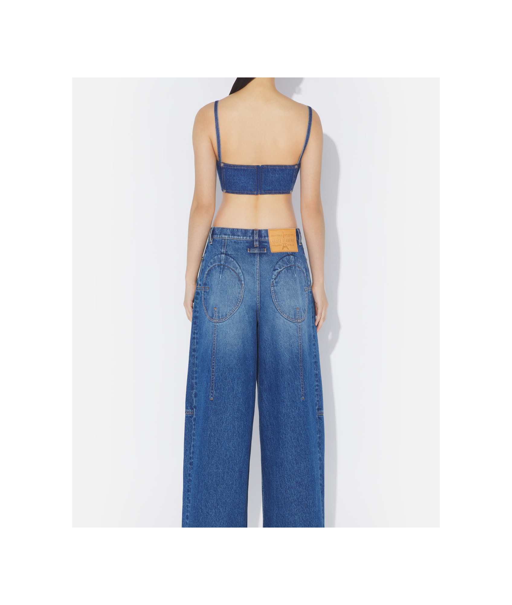 Shop Jean Paul Gaultier The Denim Conical Cup Bra In Blue