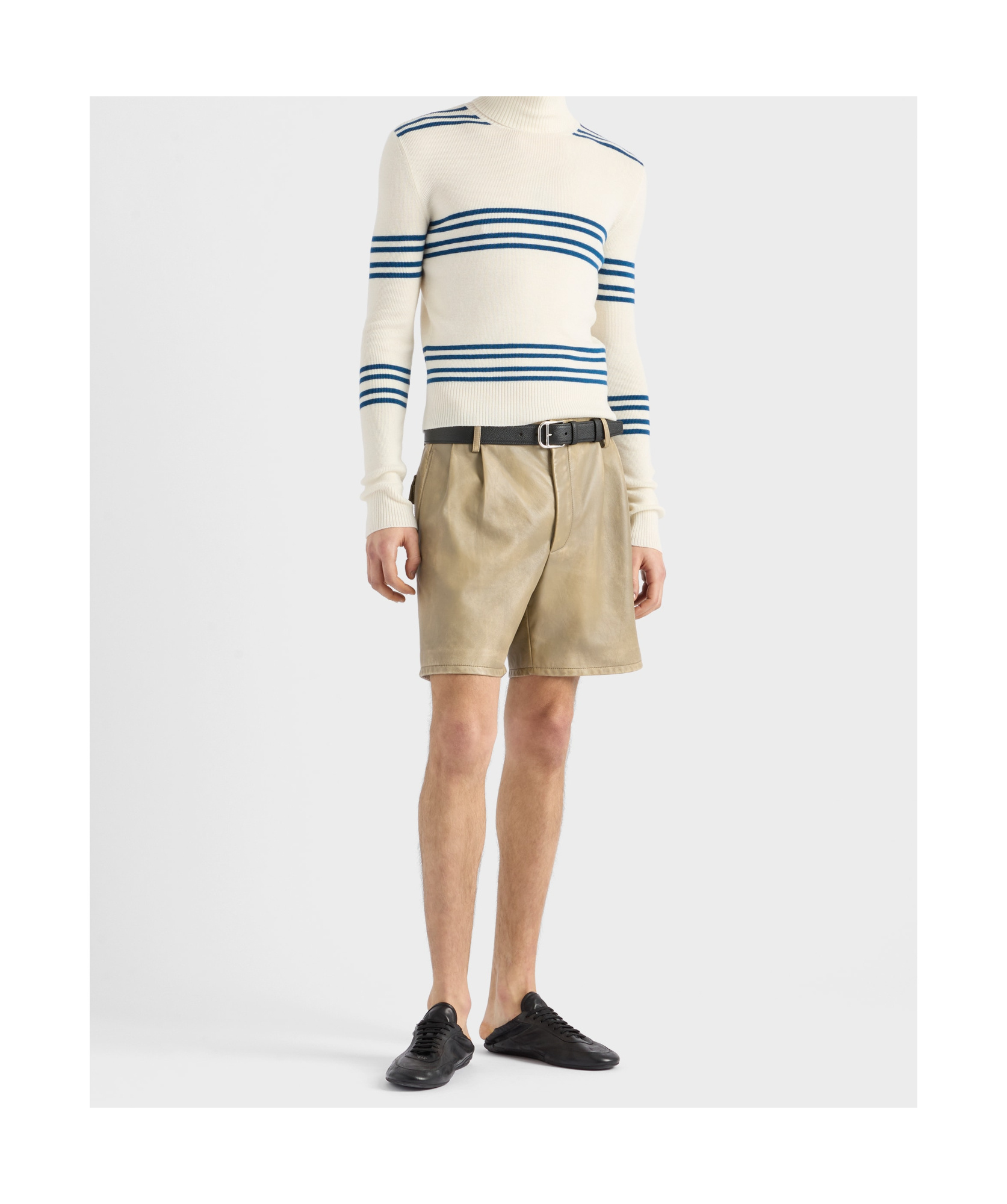 Prada Mens Stripe-print Turtleneck Wool Jumper