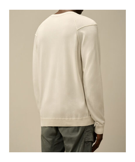 C.p. Company Lambswool Grs Crew Neck Knit Off White Melange In Nude