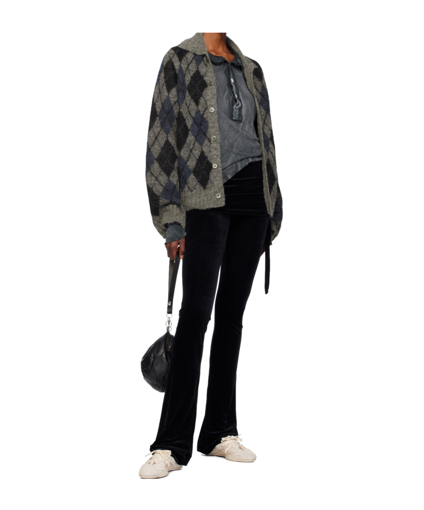 Open Yy Velvet Skirt With Layered Casual Pants In Black