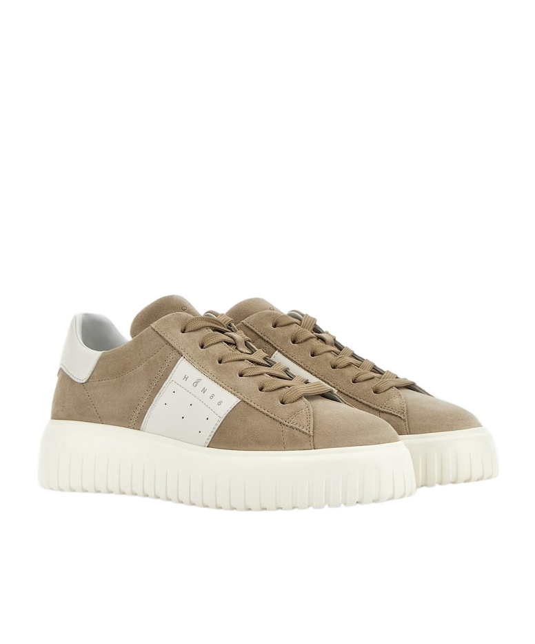 Hogan H-stripes Lace-up Sneakers In White