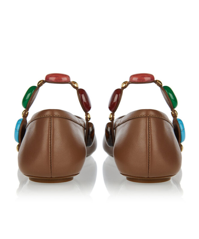 Gianvito Rossi Shanti Mary Jane Leather Ballet Flats In Brown