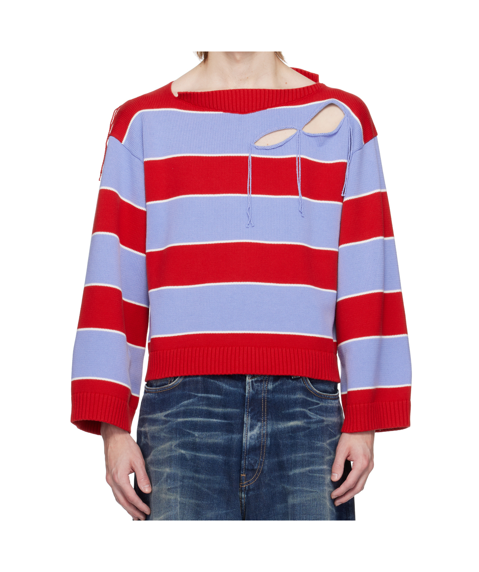 Charles Jeffrrey Loverboy Slash Stripe Sweater In Red