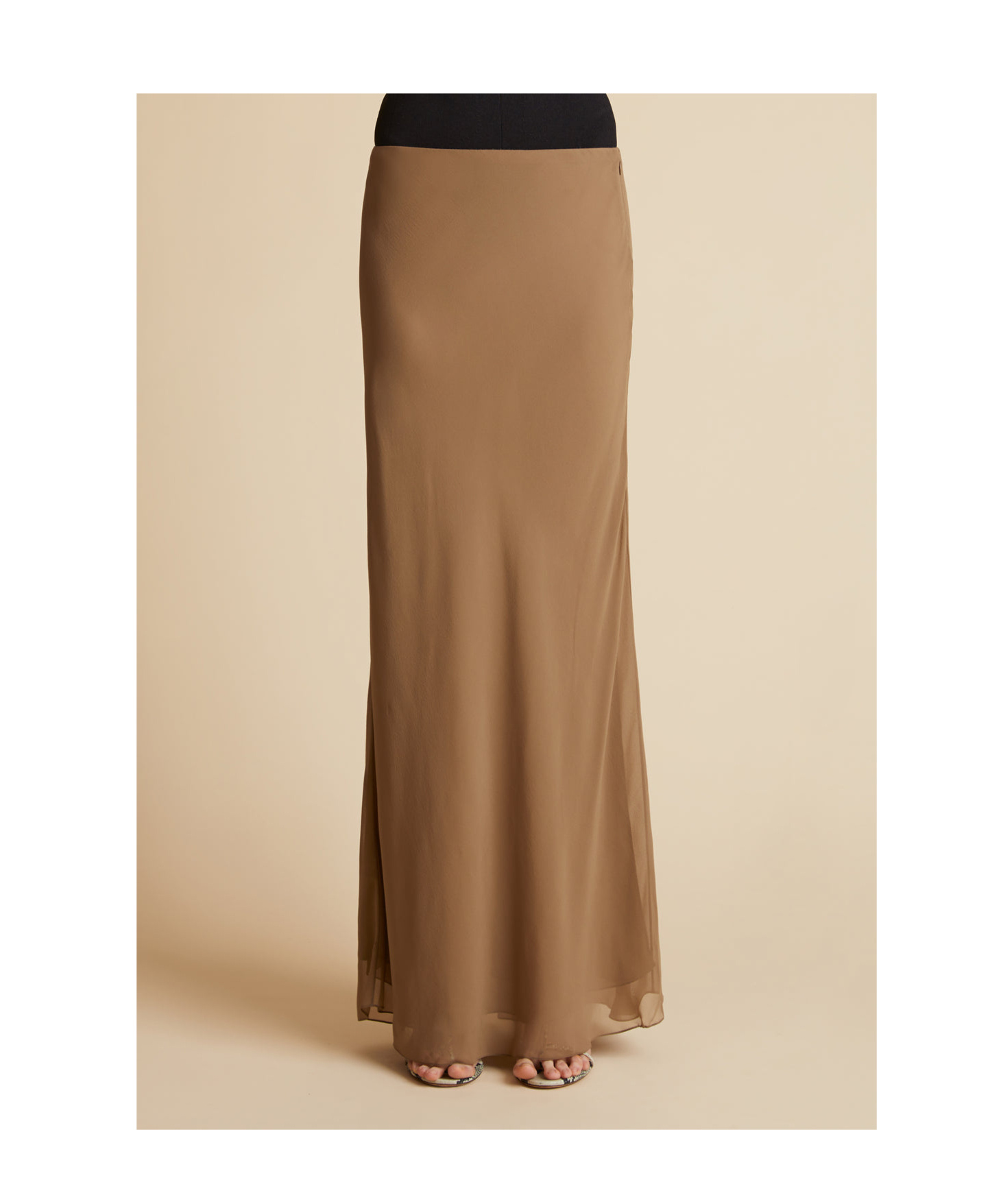 Khaite Mauva Silk Chiffon Long Skirt In Brown