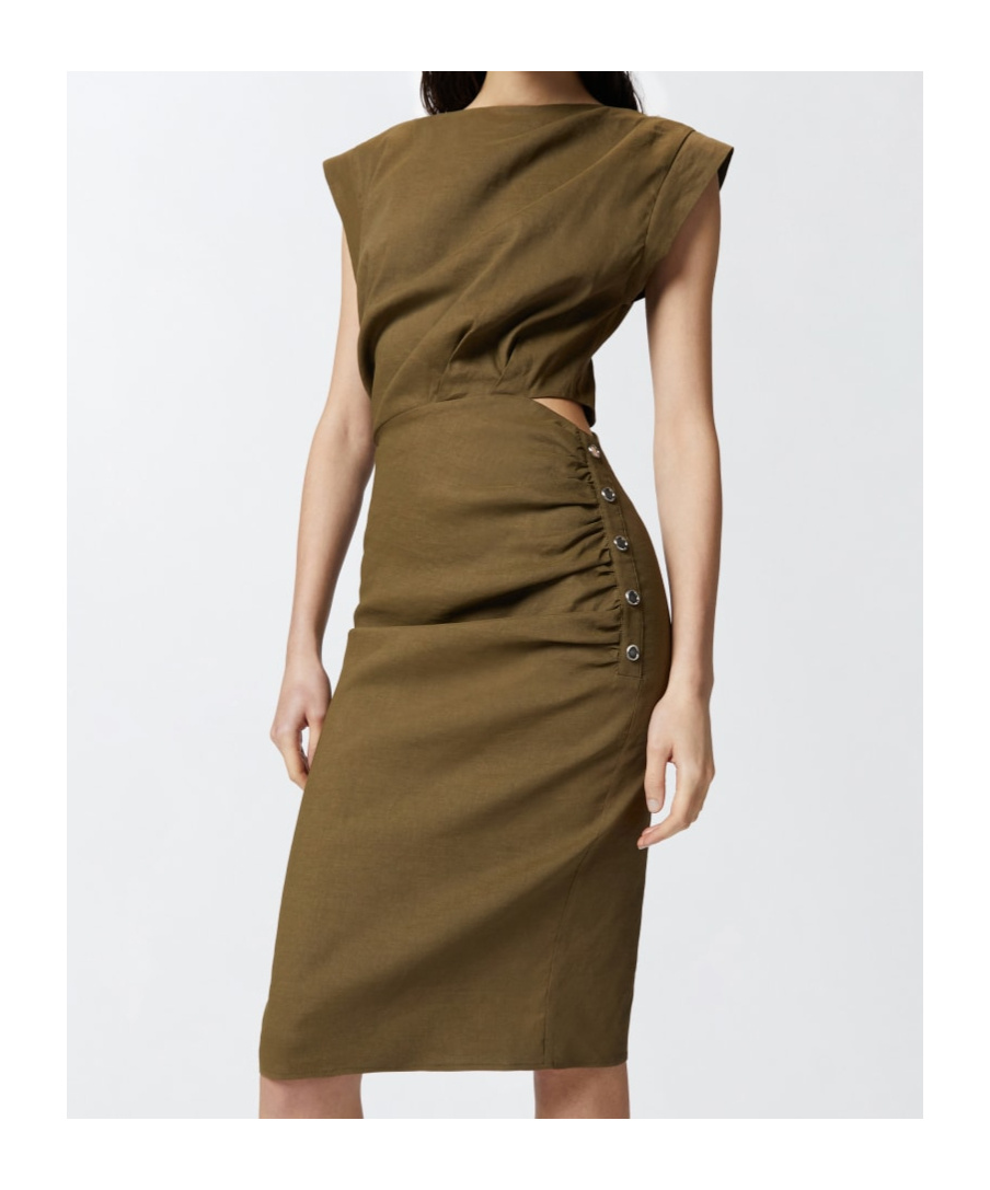 Shop Pinko Cap-sleeve Dress In Green