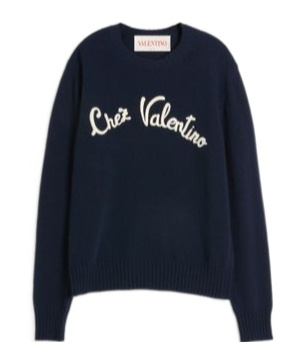 Valentino Logo-embroidered Wool Sweater In Black