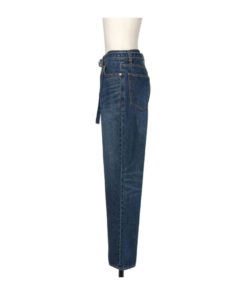 SACAI BELTED STRAIGHT JEANS