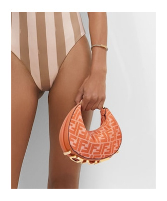 Fendi Women Borsa A Mano Graphy Mini In Denim Ricamato In Multicolor