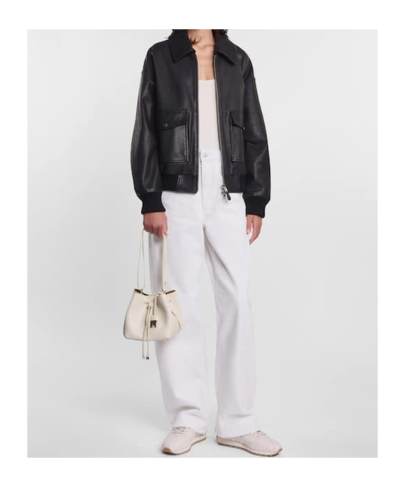 Hogan Mini Leather Bucket Bag In White
