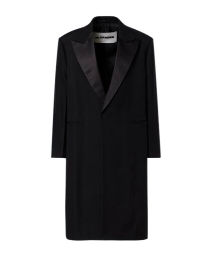 Jil Sander Silk-trimmed Wool Coat In Black
