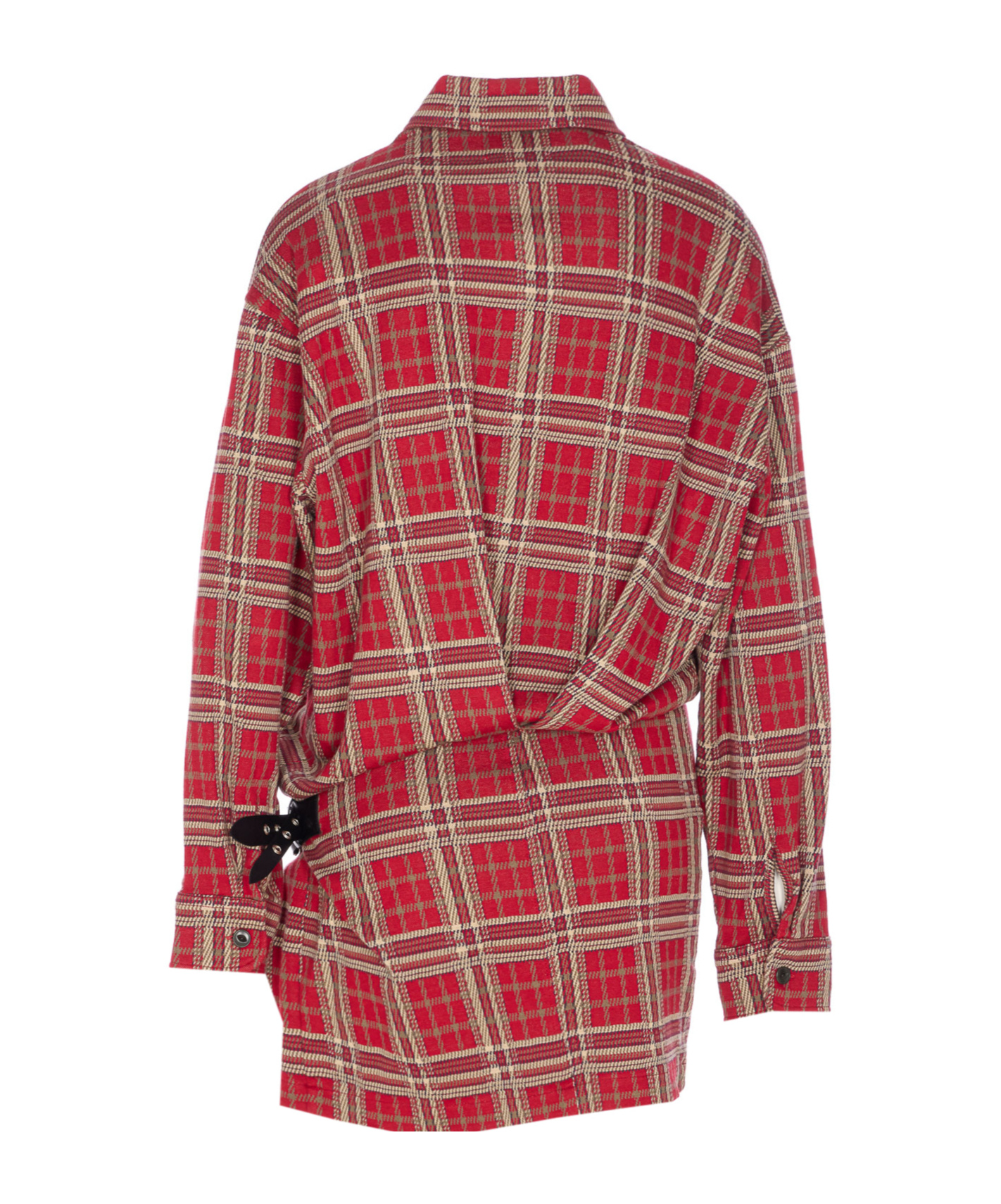 Isabel Marant Tartan Dress With Side Belt And Pockets In Red