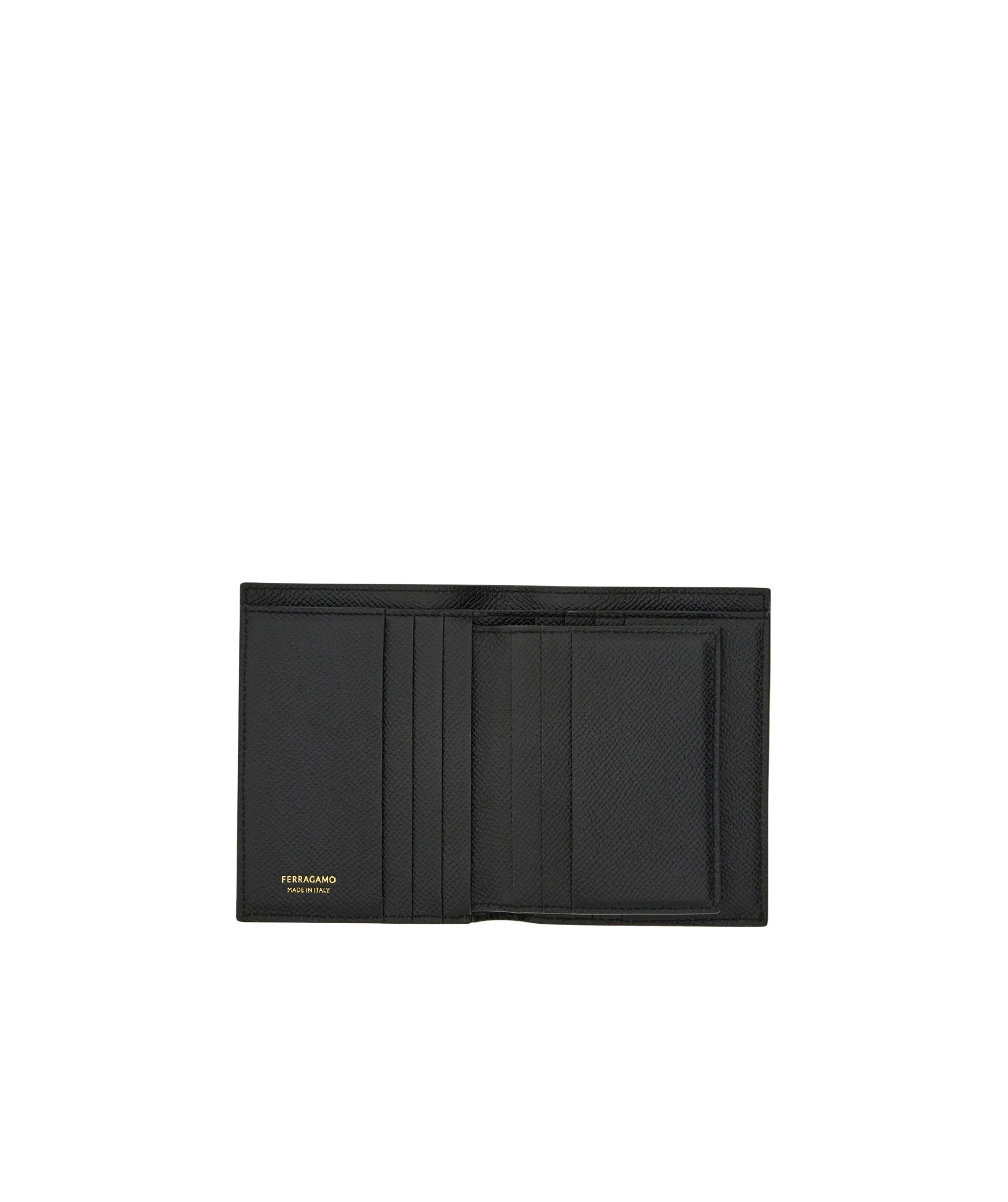Shop Ferragamo Gancini Compact Wallet In Black