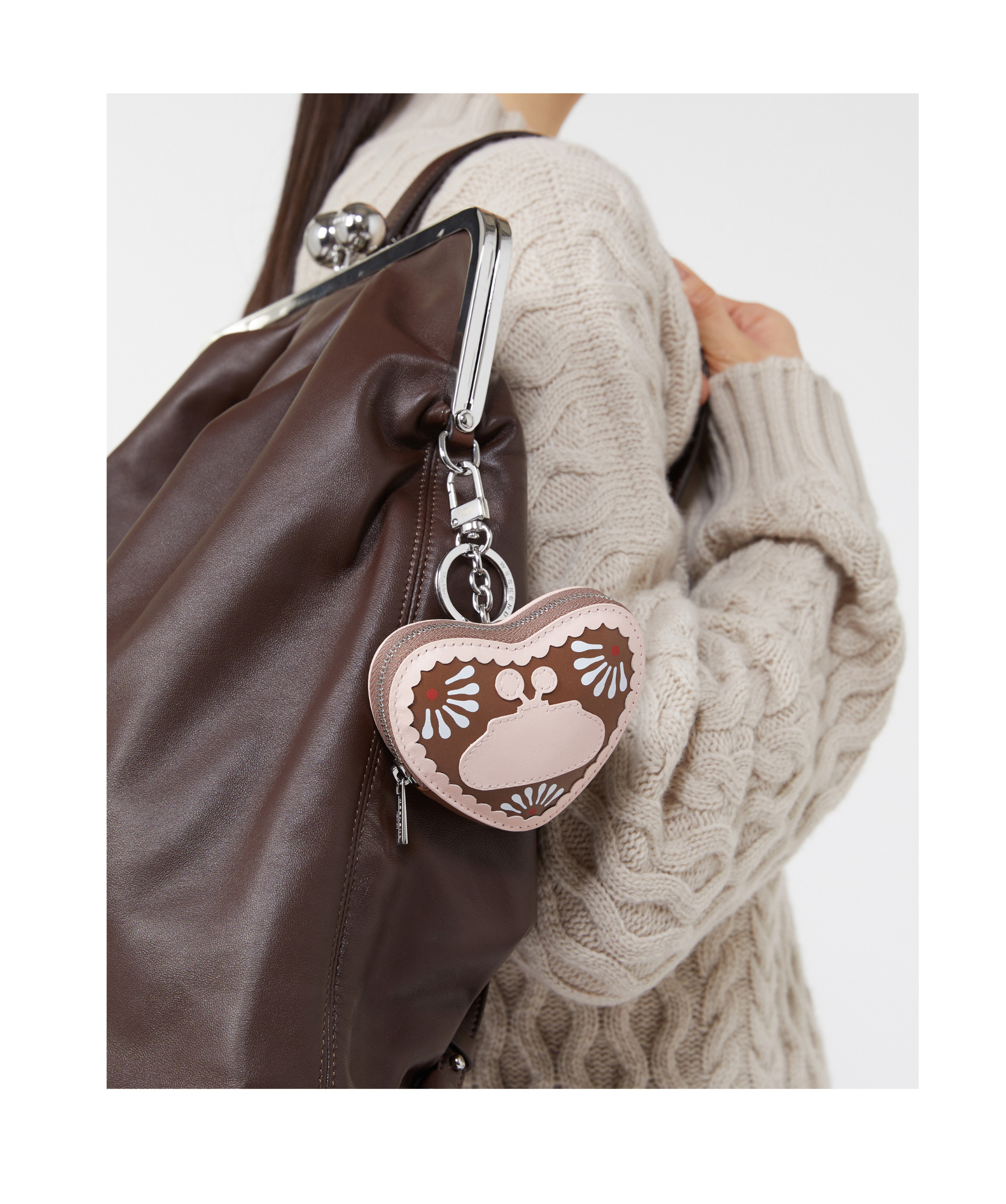 Weekend Max Mara Heart-shaped Keychain In Brown