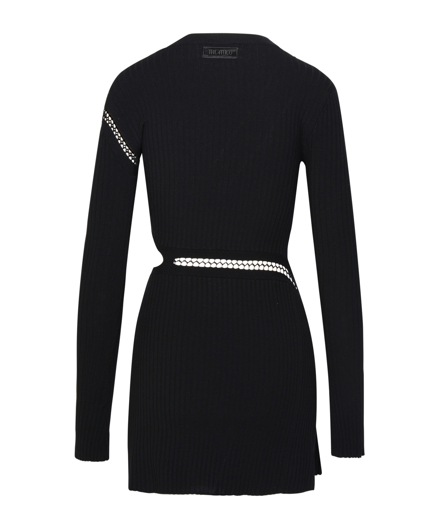 Attico Cut-out Ribbed-knit Minidress In Black