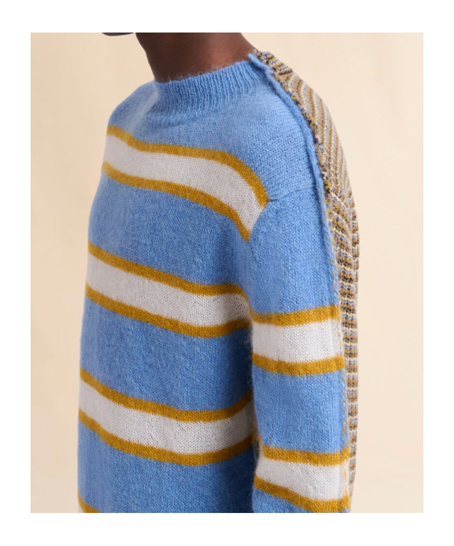 Marni Striped Pattern Round Neck Sweater In Blue