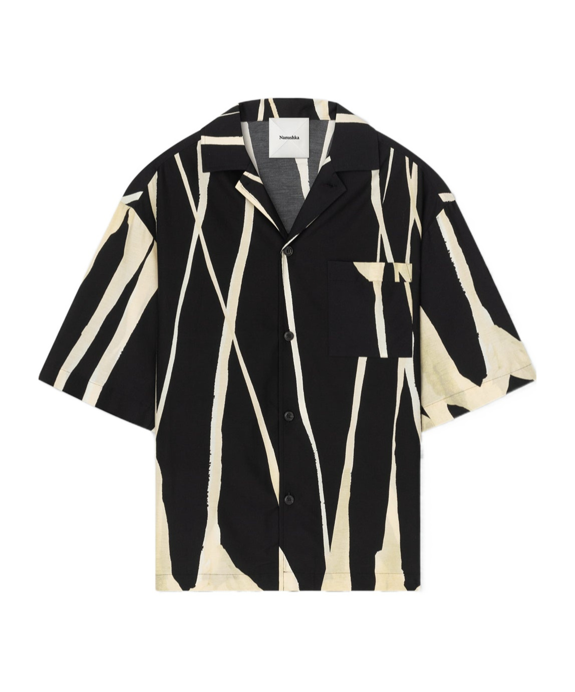 Nanushka Short-sleeve Abstract-print Shirt In Black