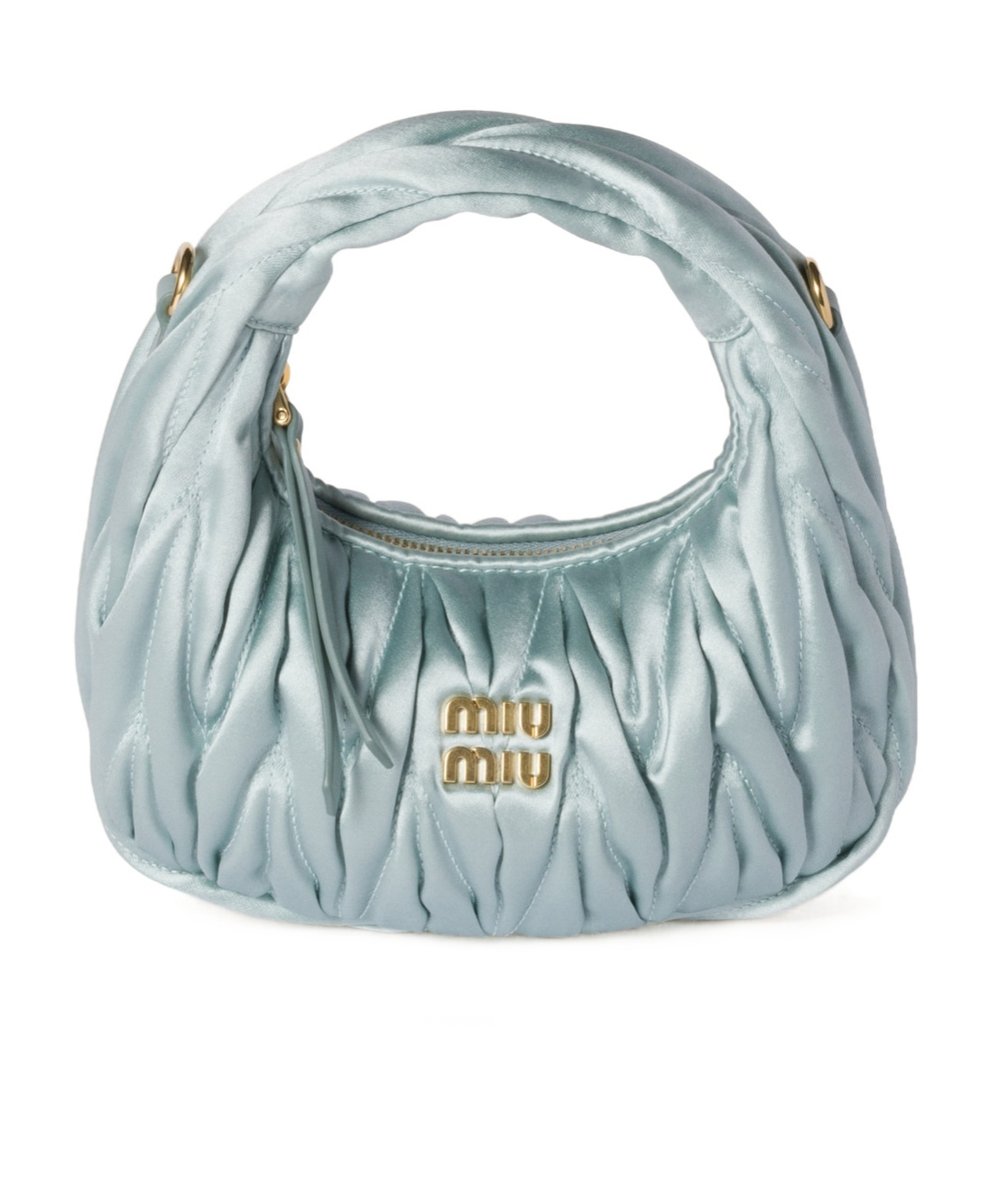 Miu Miu Wander Matelassé Satin Mini-bag In Blue