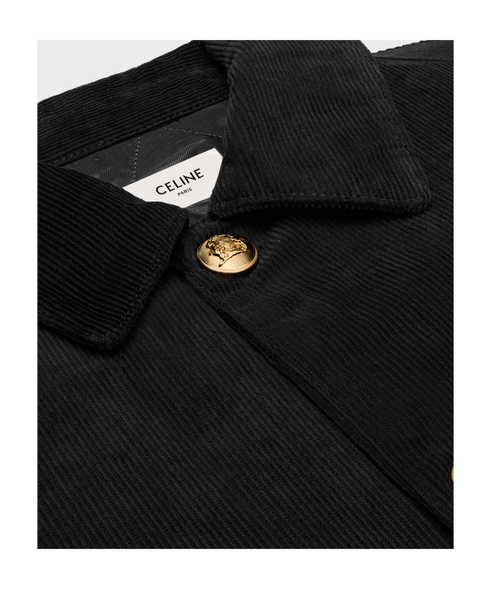 Celine Carcoat In Corduroy In Black