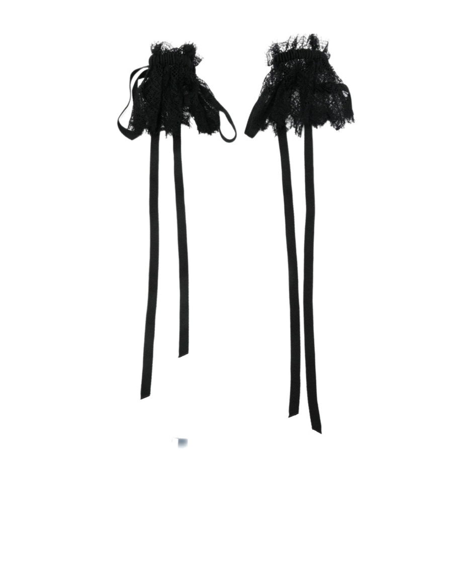 Ann Demeulemeester Kepu Cuffs With Ruffles Distressed Lace In Black