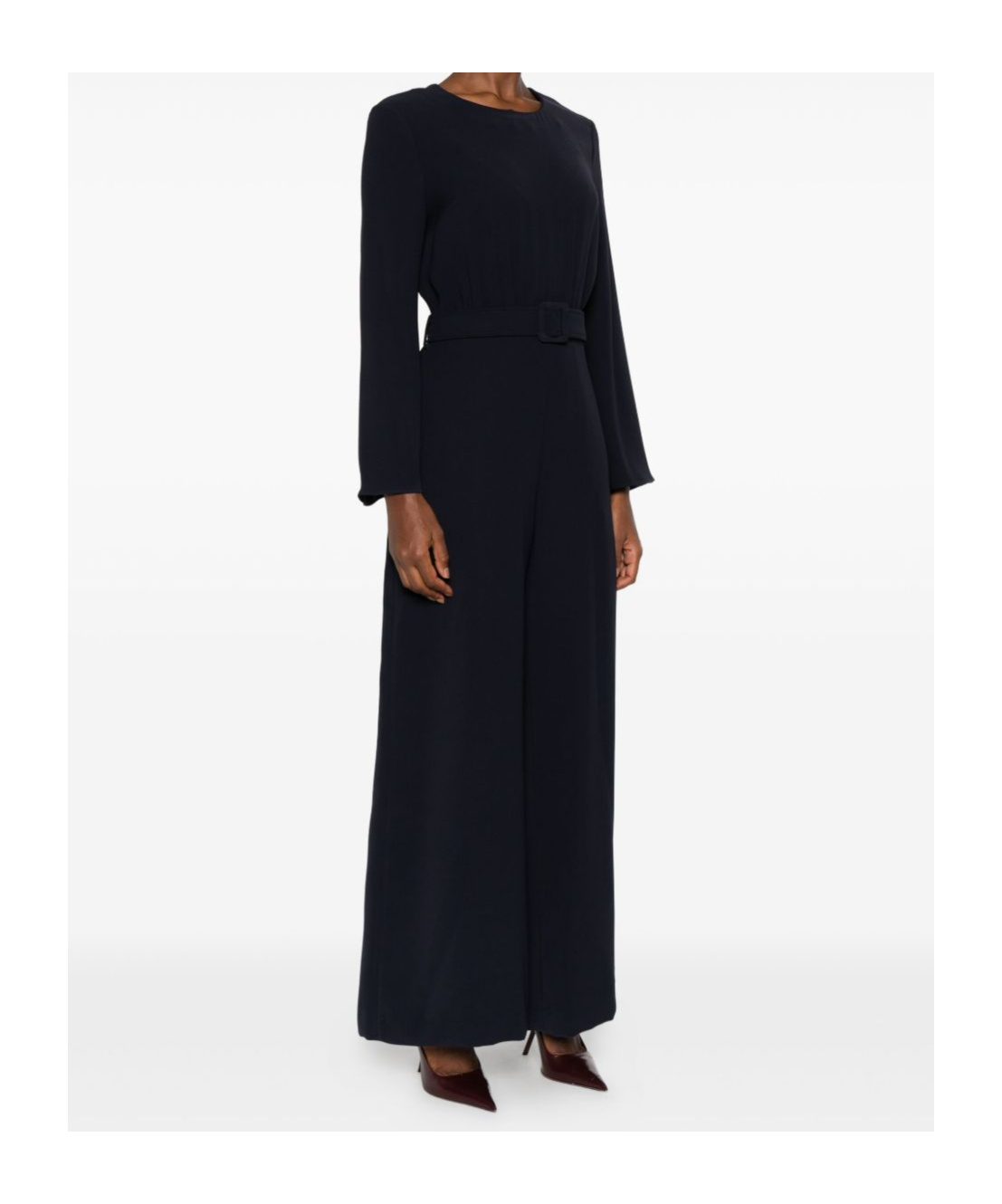 P.a.r.o.s.h Belted Bell-sleeve Jumpsuit In Black