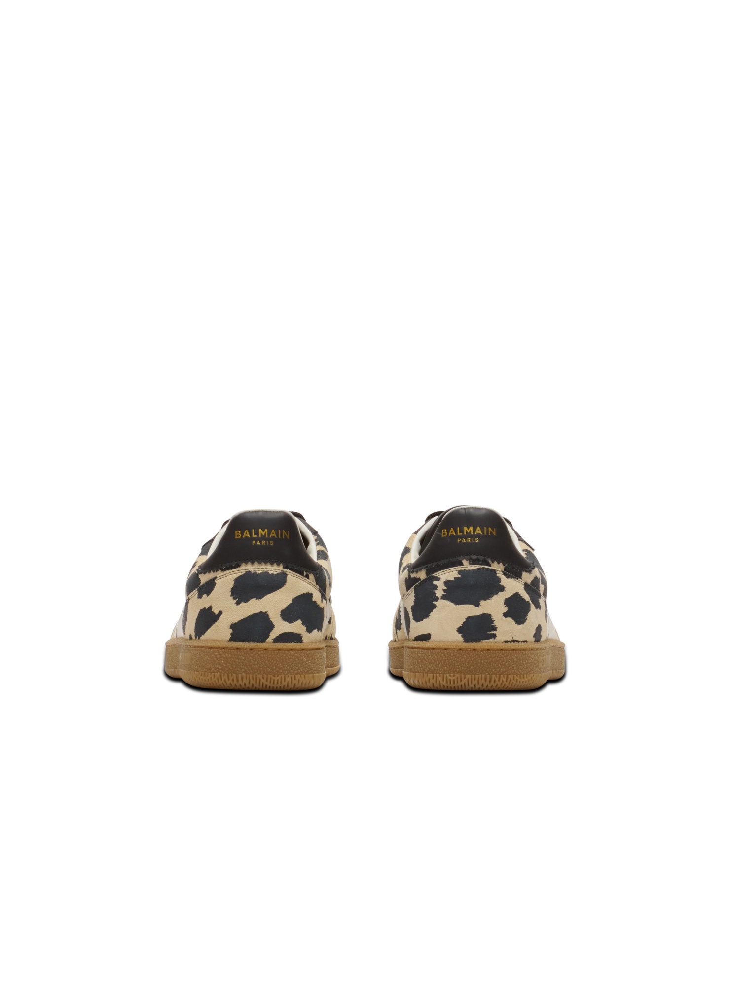 Balmain Swan Leopard Print Suede Leather Trainers In Brown