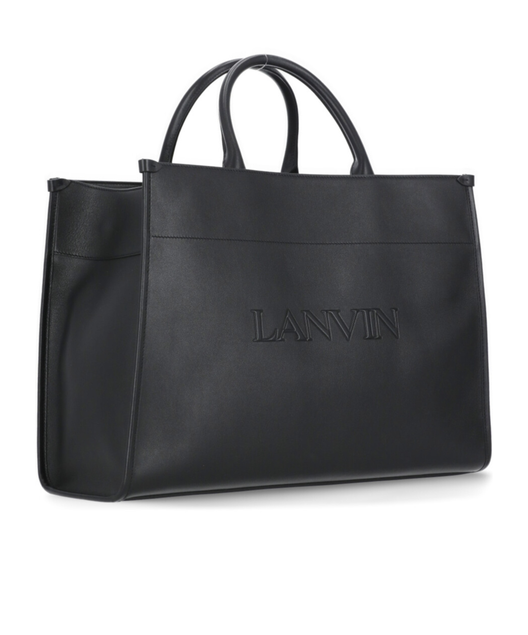 LANVIN LOGO-EMBOSSED LEATHER TOTE BAG