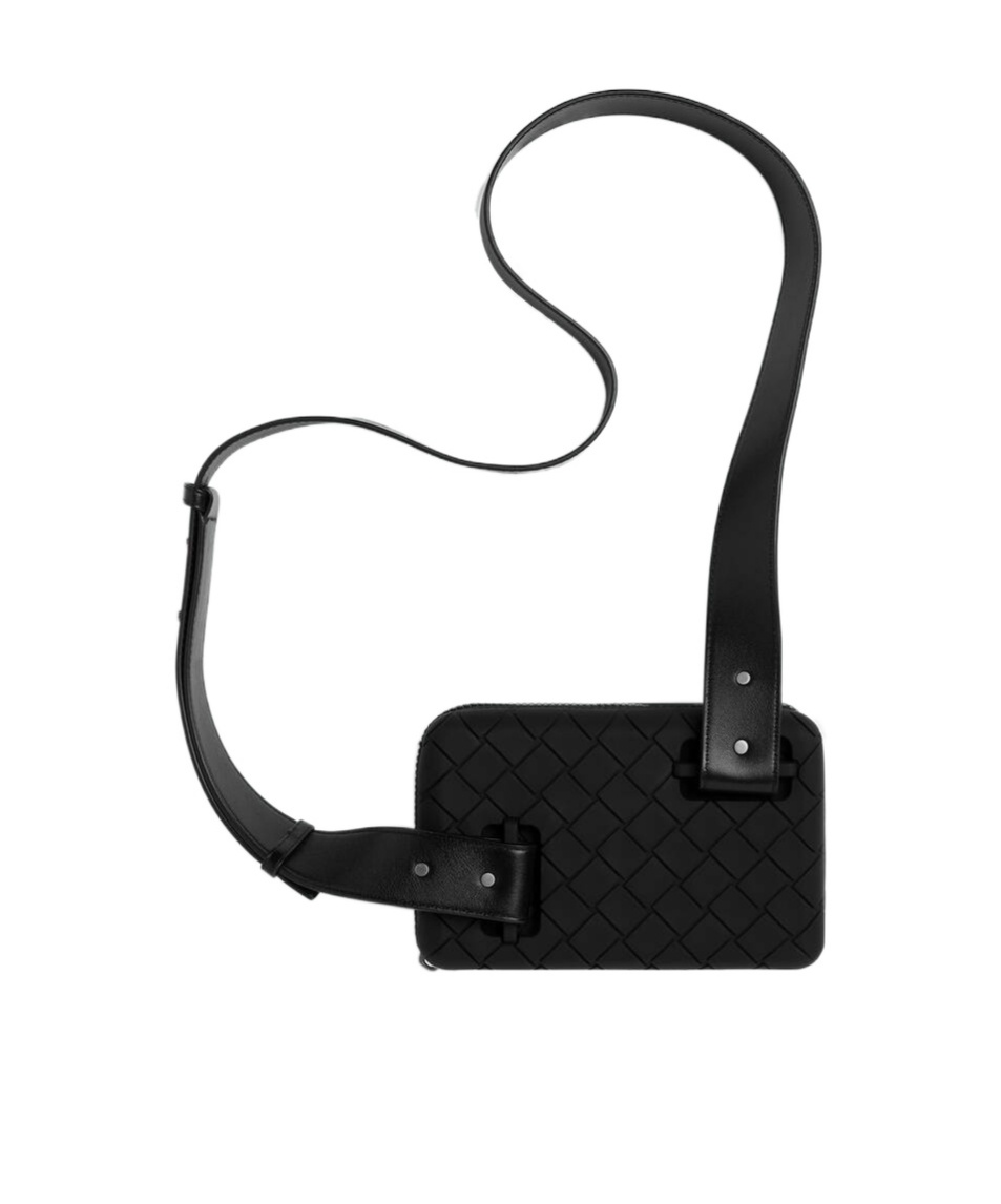 Bottega Veneta Woven Pattern Satchel In Black