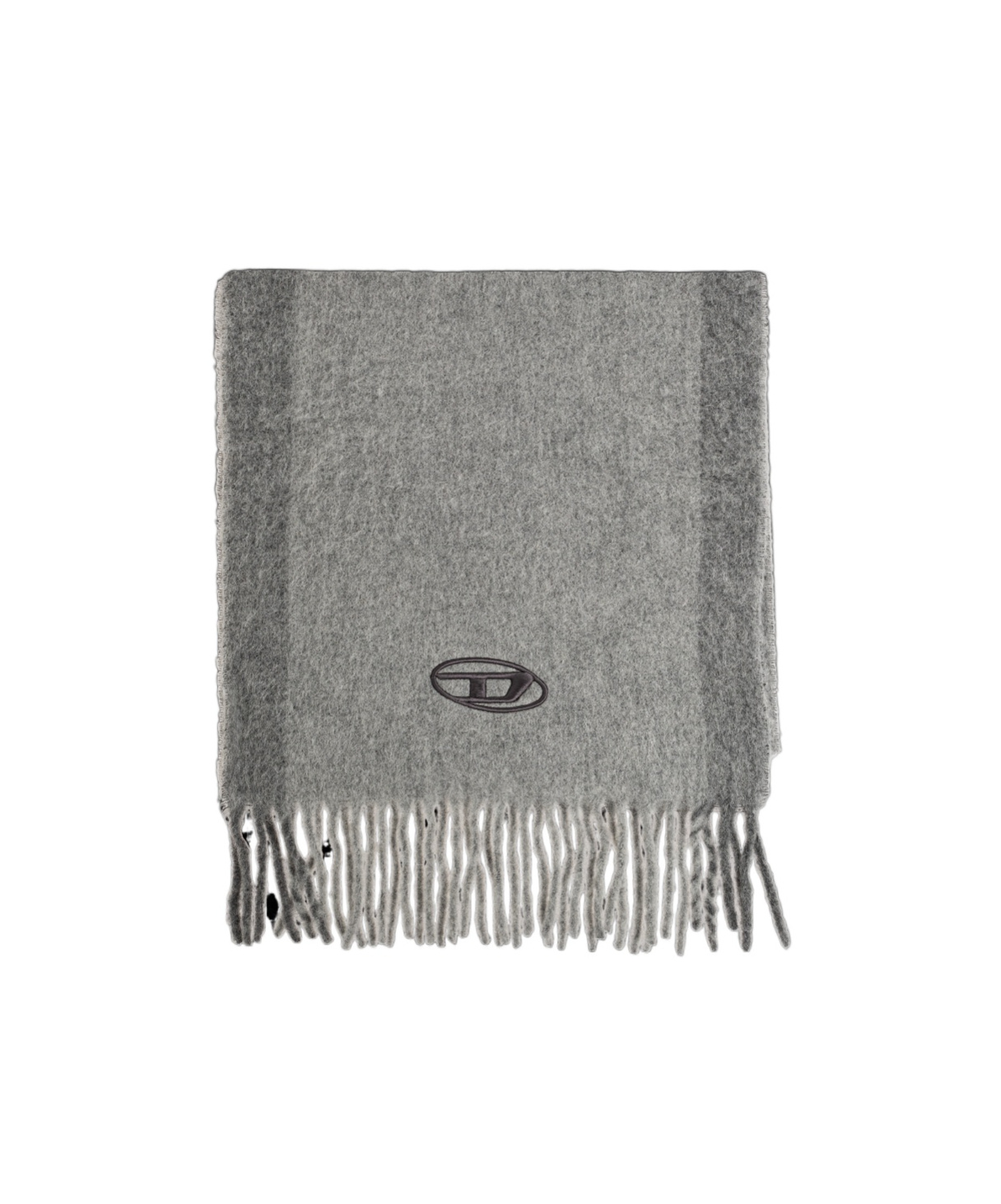 Diesel Logo-embroidery Fringed-edge Scarf In Gray