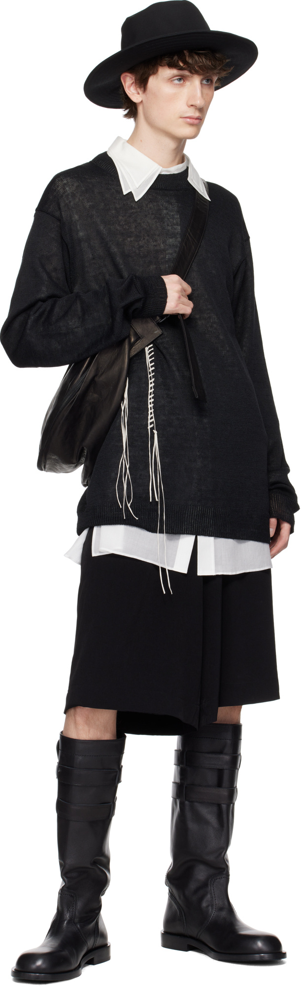 Yohji Yamamoto Y Crossbody Bag In Black