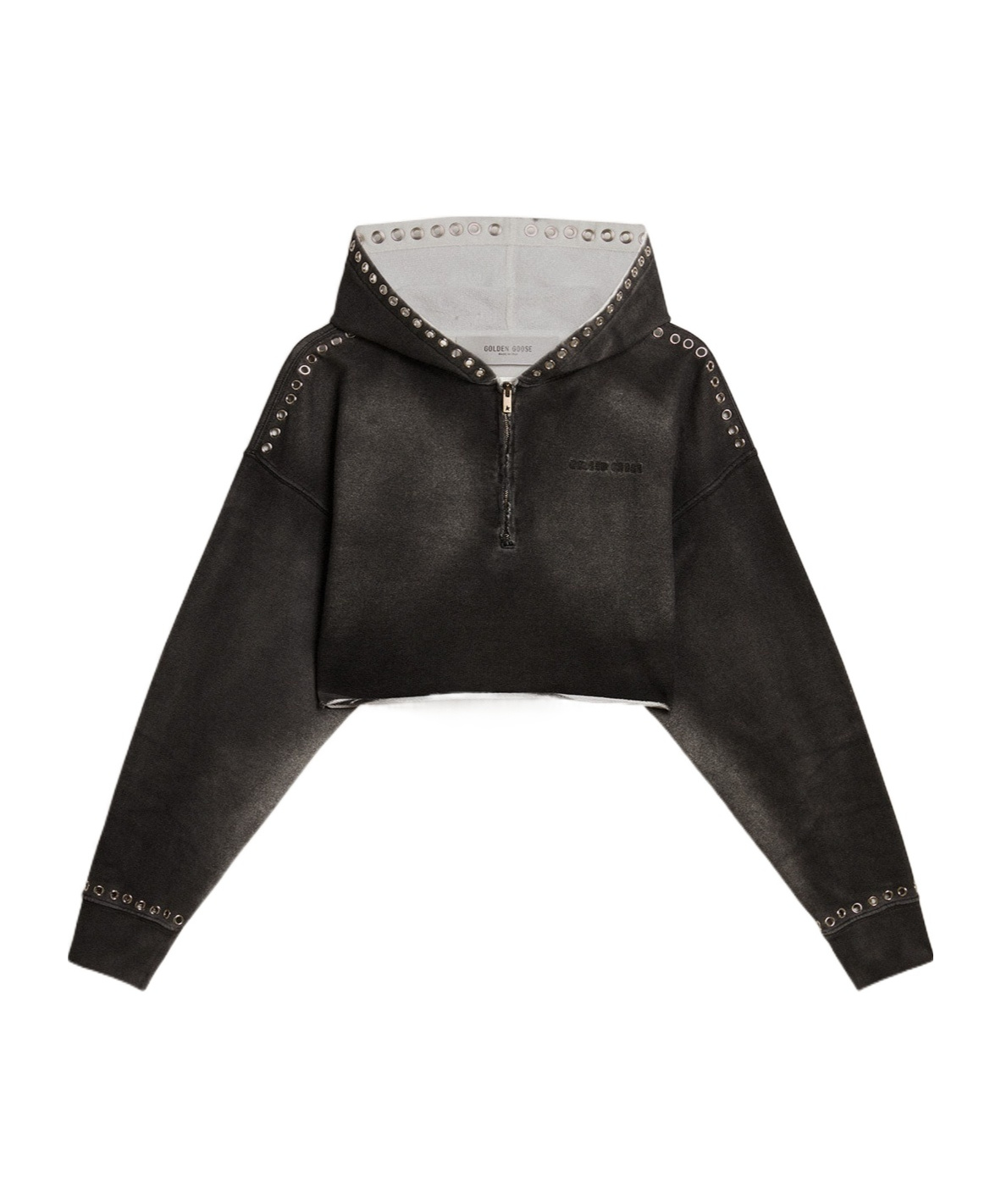 Golden Goose Long-sleeved Short Sweatshirt In Black